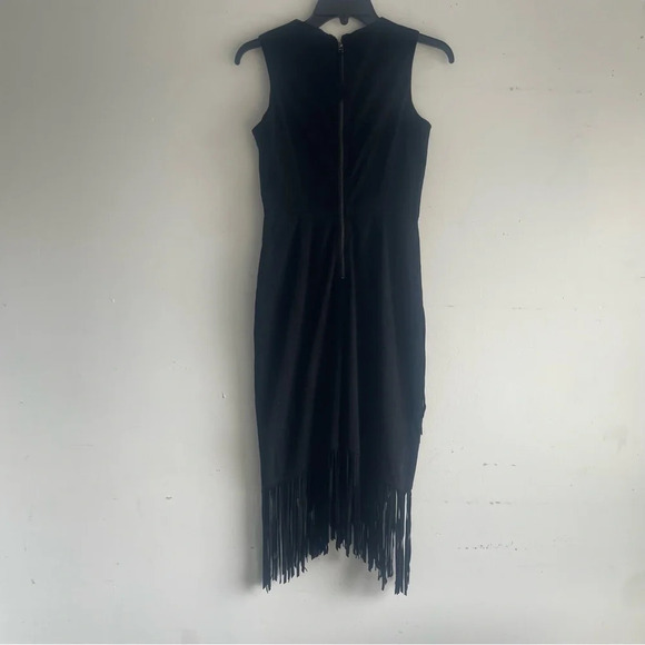 Rachel Rachel Roy black dress with fringe solid black asymmetric 33112 - Picture 5 of 12
